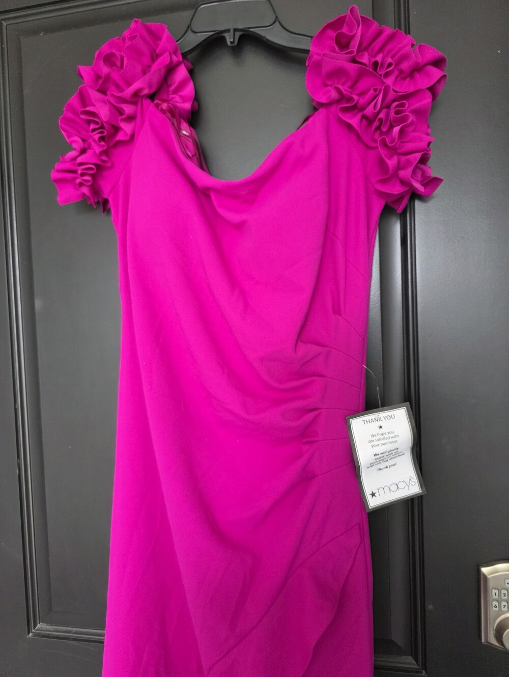 NWT Xscape Fuchsia Ruffle Sleeve Midi Dress Size 16 Cocktail Party Wedding $249 - Picture 5 of 11